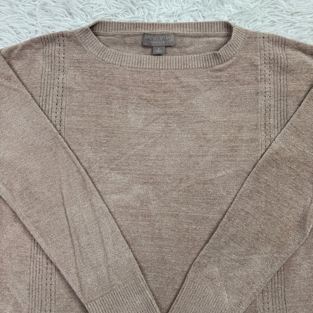 Barefoot Dreams Sweater Womens S Beige Ultra Lite Dockside Pointelle Pullover - Picture 2 of 10